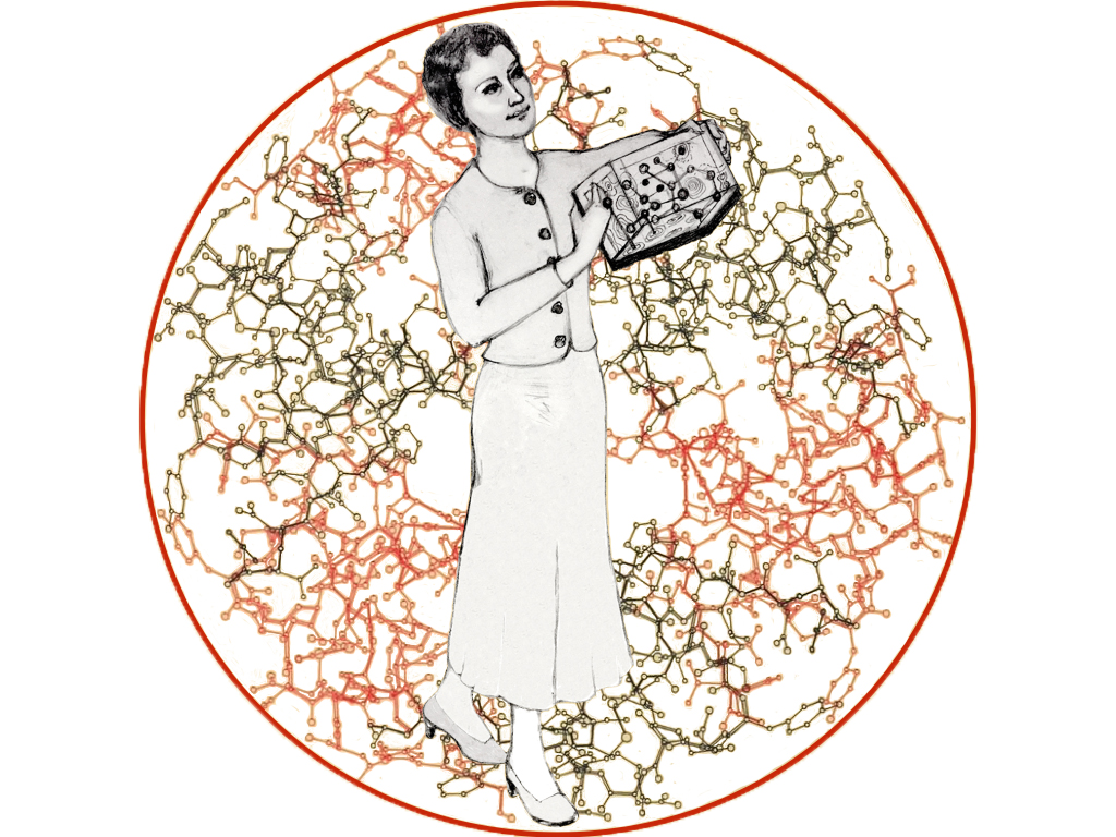 Meredith Tromble, Dorothy Hodgkin, mixed media performance drawing, 2020