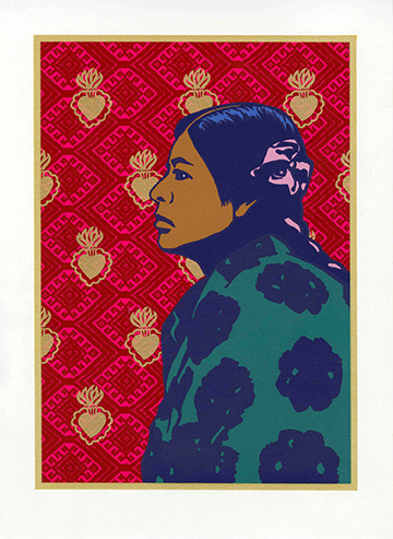 Melanie Cervantes, Tejiendo el Amor y la Justicia, 2014, silkscreen print. Courtesy of the artist. Photo: Melanie Cervantes