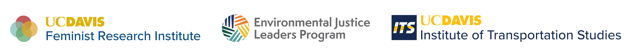 Sponsor Logos: Feminist Research Institute, Environmental Justice Leaders Program, Institute of Transportation Studies