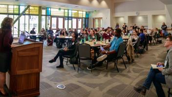 Panorama from behind lectern