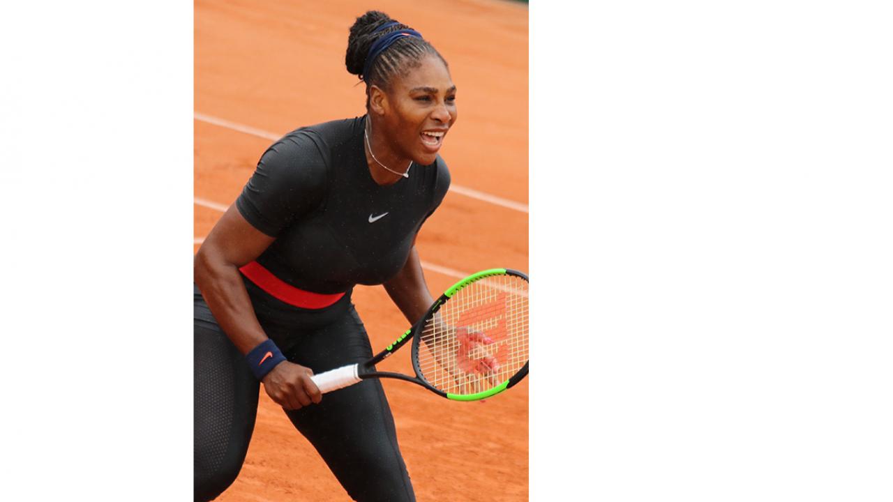Serena in catsuit at French Open, May 2018
