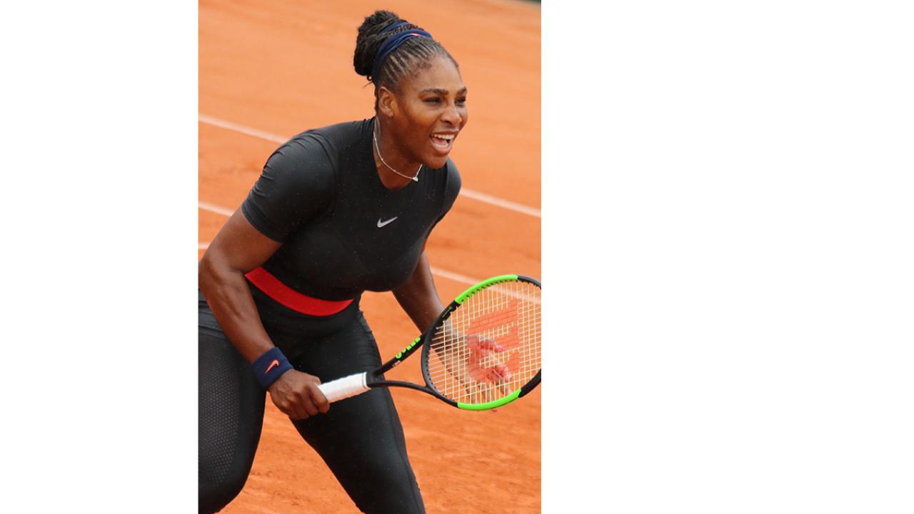 Serena in catsuit at French Open, May 2018