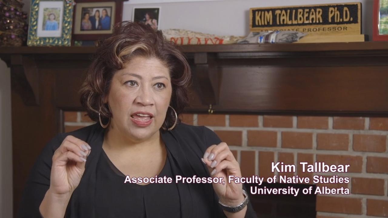 Professor TallBear discusses how rationality is employed as a discourse of whiteness to marginalize indigenous critiques of scientific research. (TRT 2:36; 2018) Kim TallBear, medium close-up, speaking about whiteness in science