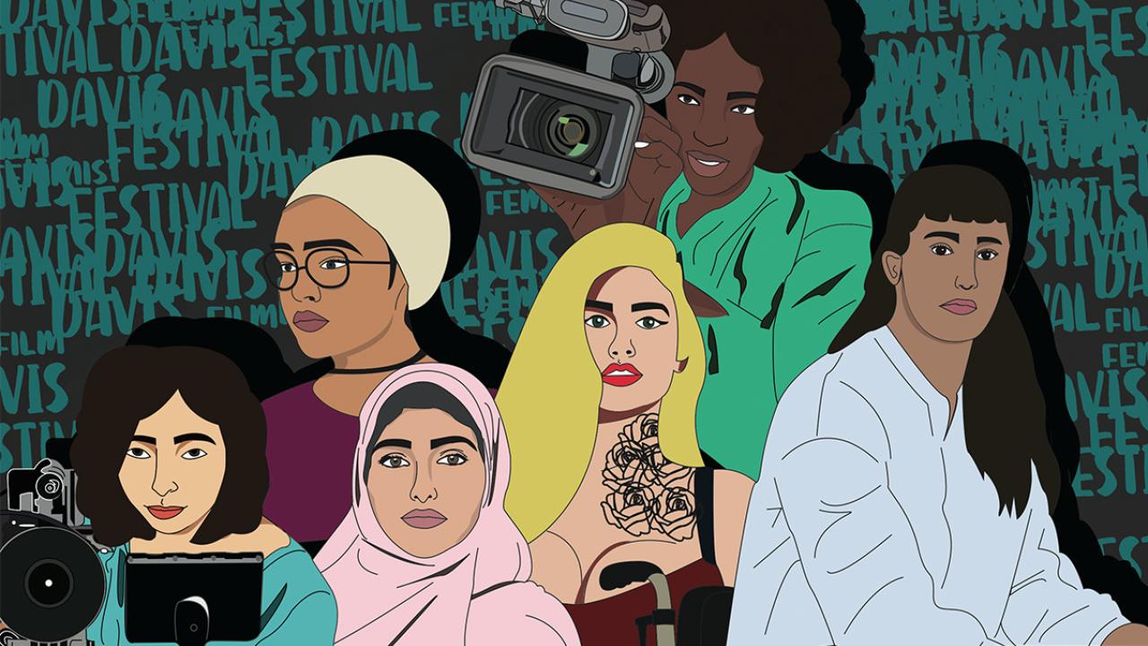 Graphic of diverse women filmmakers