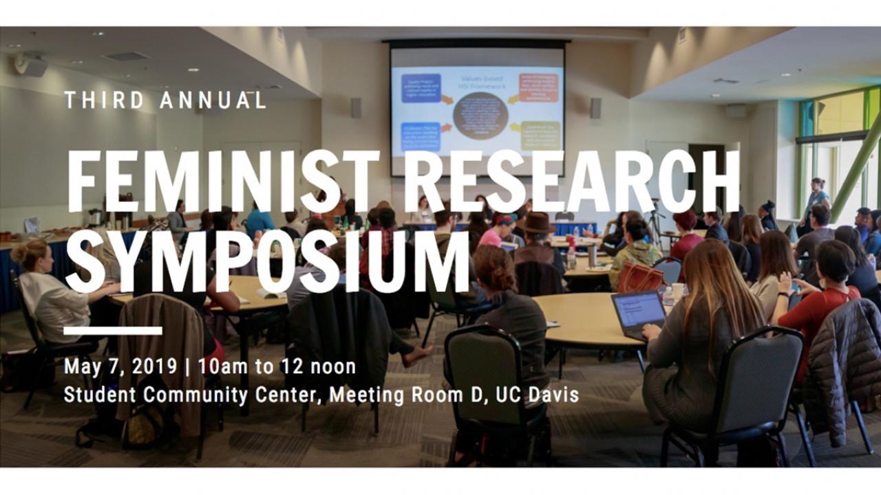 Title text over photo wide shot of symposium
