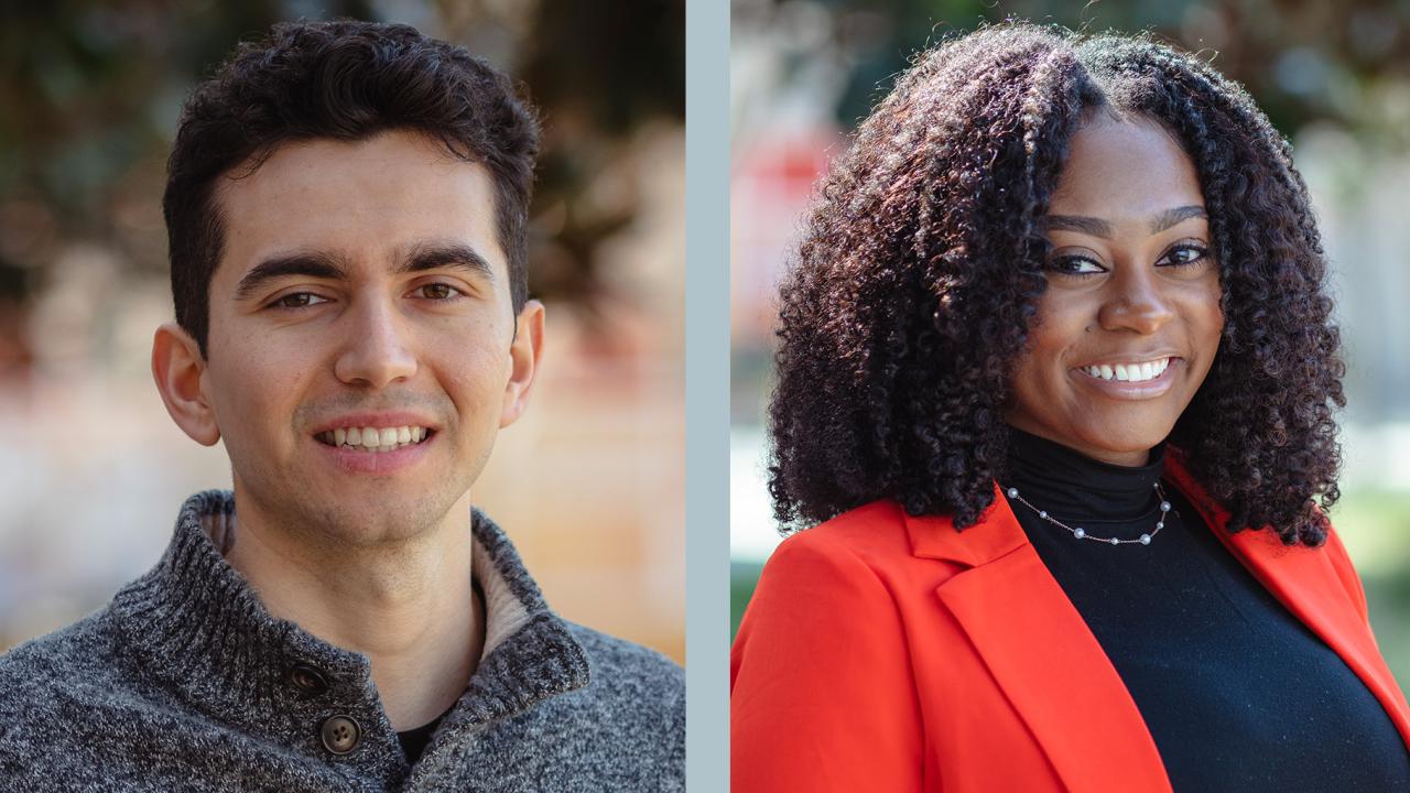 Headshots of Alec Castellano and Diamond Spratling