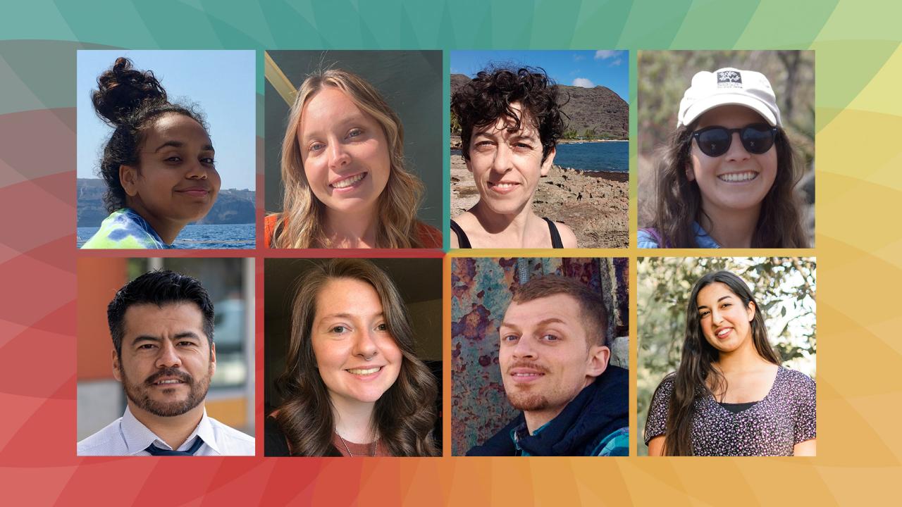 Banner image showing new team members. Top row, from left: Rania Gadnis, Ellie Leg, Caro Novella, Tara Pozzi. Bottom: J.C. Garcia Sanchez, Colleen Sargent, Toby Smith, Priya Talreja