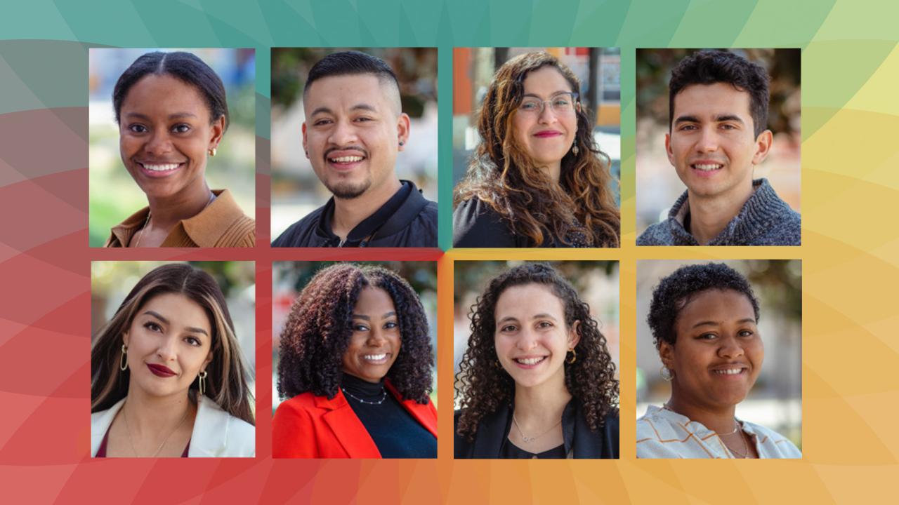 Headshots (clockwise from top left): Iesha Baldwin, Agustin Bernabe, Katia Carranza, Alec Castellano, Atena Mena, Diamond Spratling, Zoe Temple, Ciara Thrower