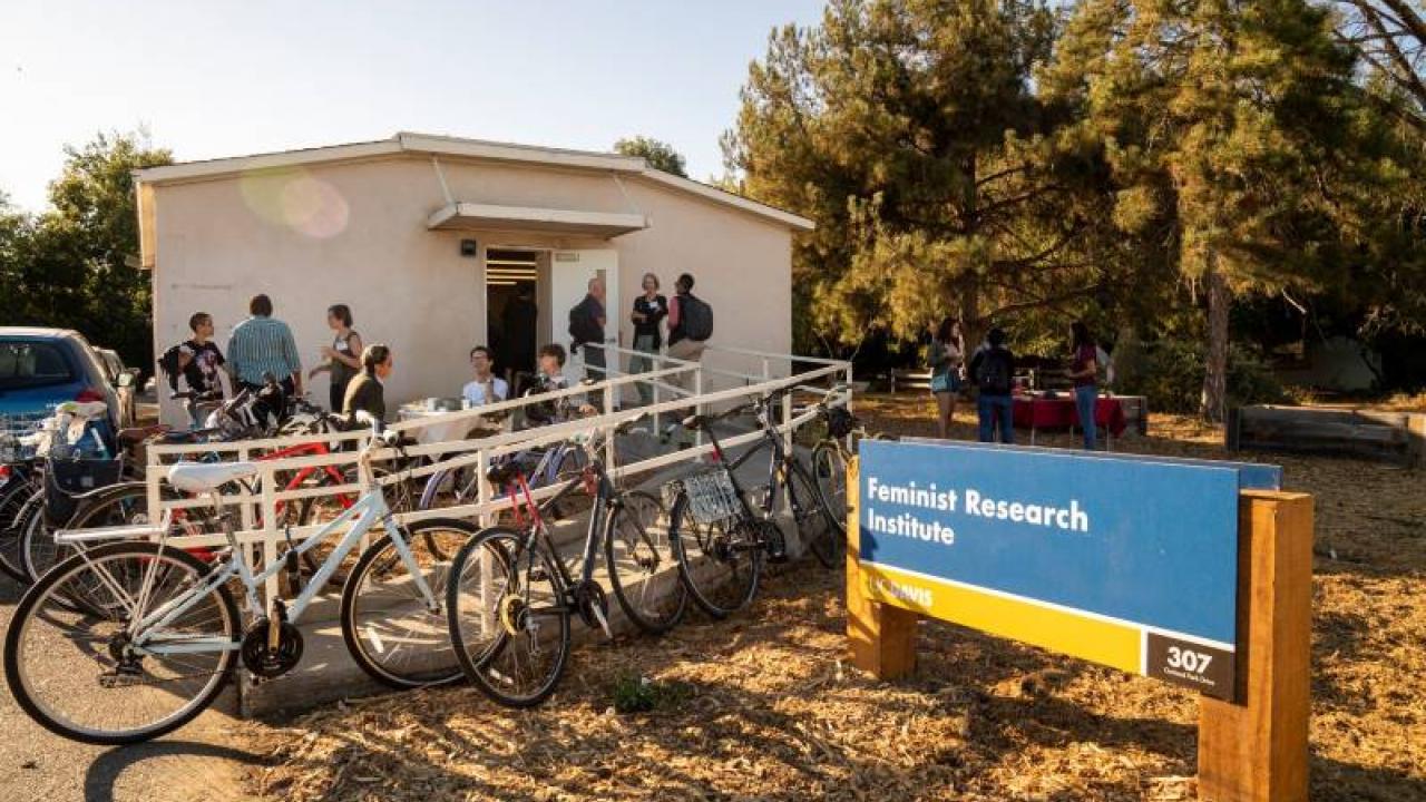 Bikes parked in front of FRI's offices on campus at UC Davis