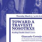 Toward a Travesti Nosotrix: Reading Claudia Llosa's Loxoro, by Giancarlo Cornejo, UC President's Postdoc in Dept of Spanish and Portuguese at UC Davis