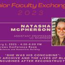 Event banner with headshot of Natasha McPherson and event listing information