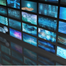 Multiple screens showing different scenes